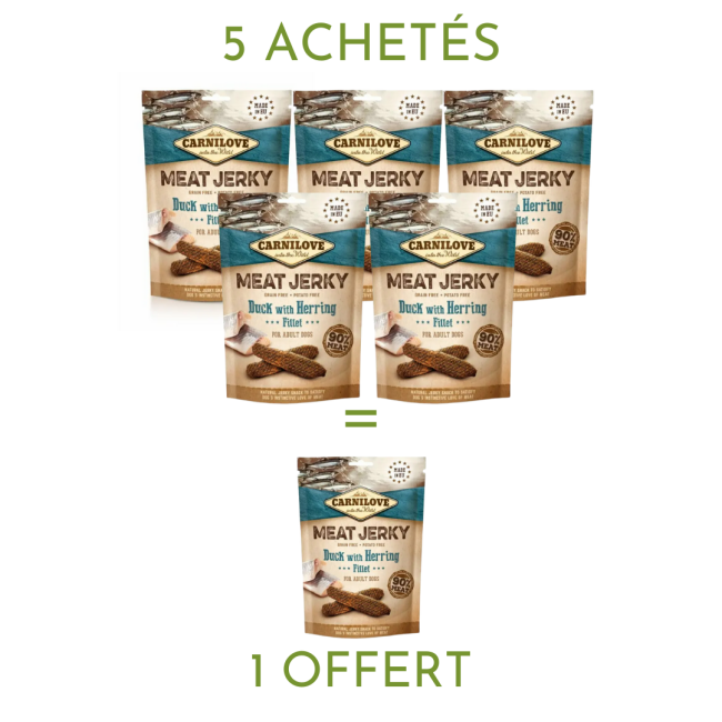 Carnilove Jerky - friandises canard et hareng pour chien