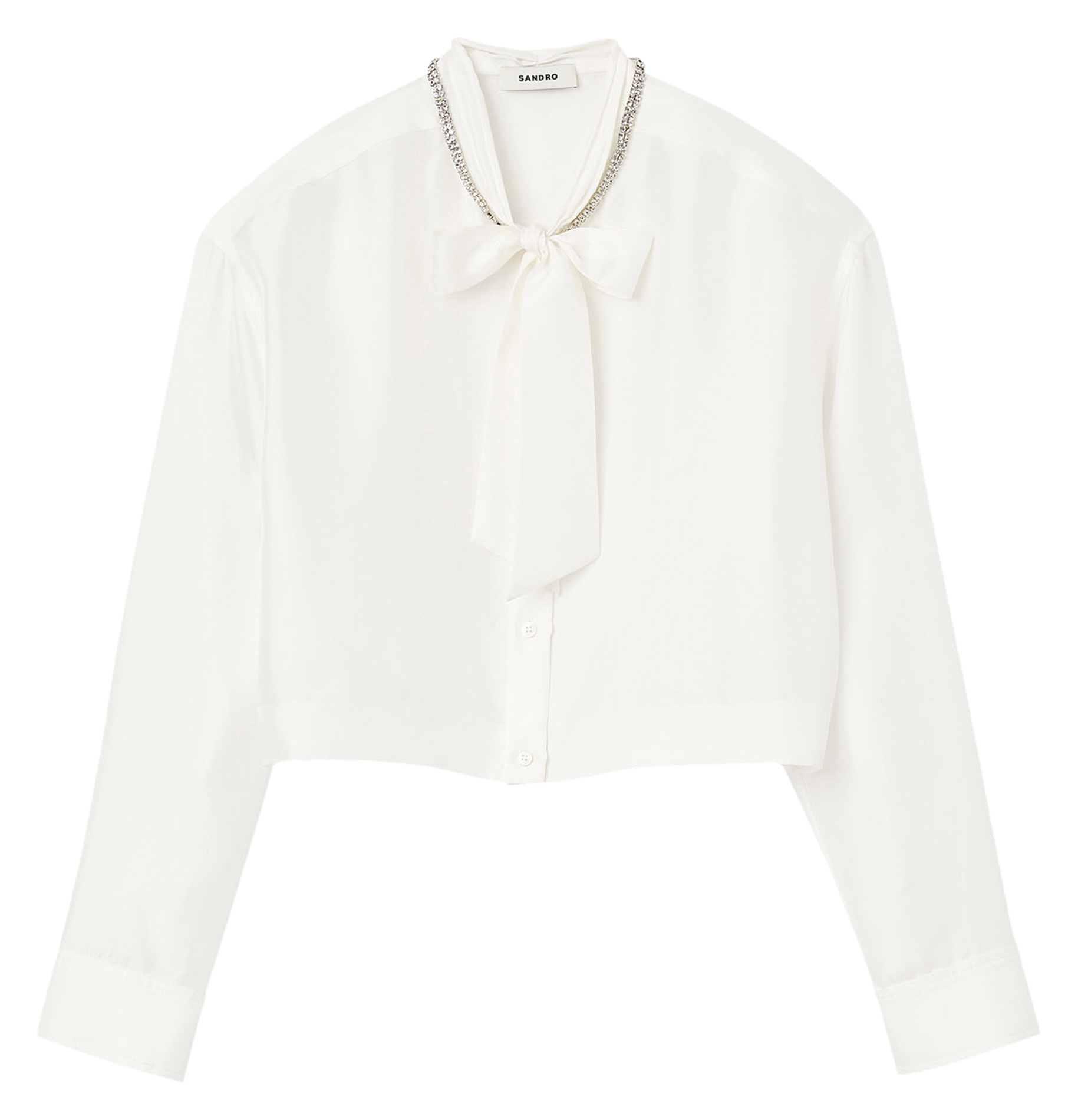 Blouse col lavallière en soie | Blanc
