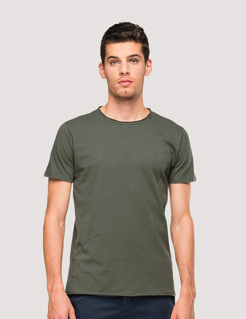 REPLAY T-SHIRT HOMME MANCHES COURTES BASIC COL ROND ANTHRACITE