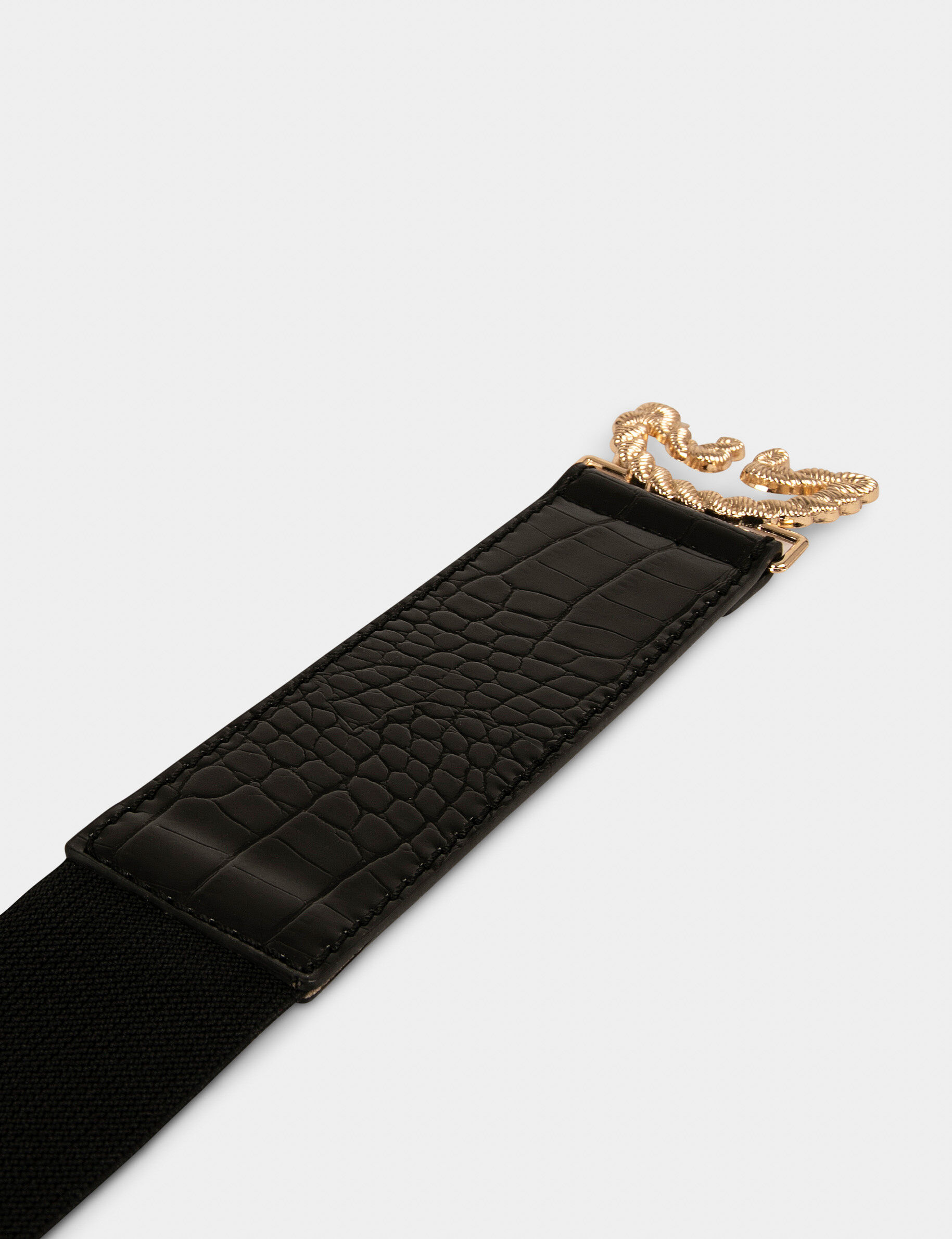 Ceinture élastiquée avec boucle noeud noir femme - noir