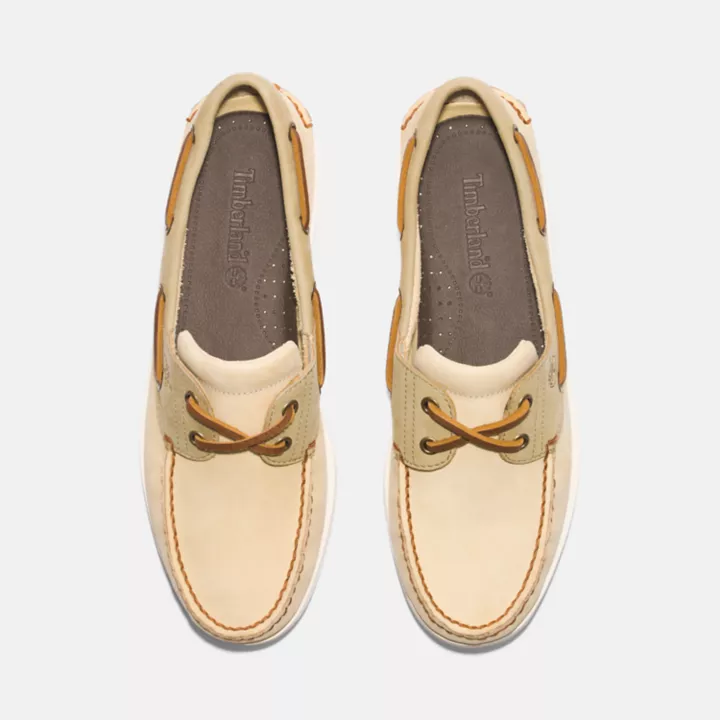 Chaussures bateau classique en cuir pour homme en jaune clair