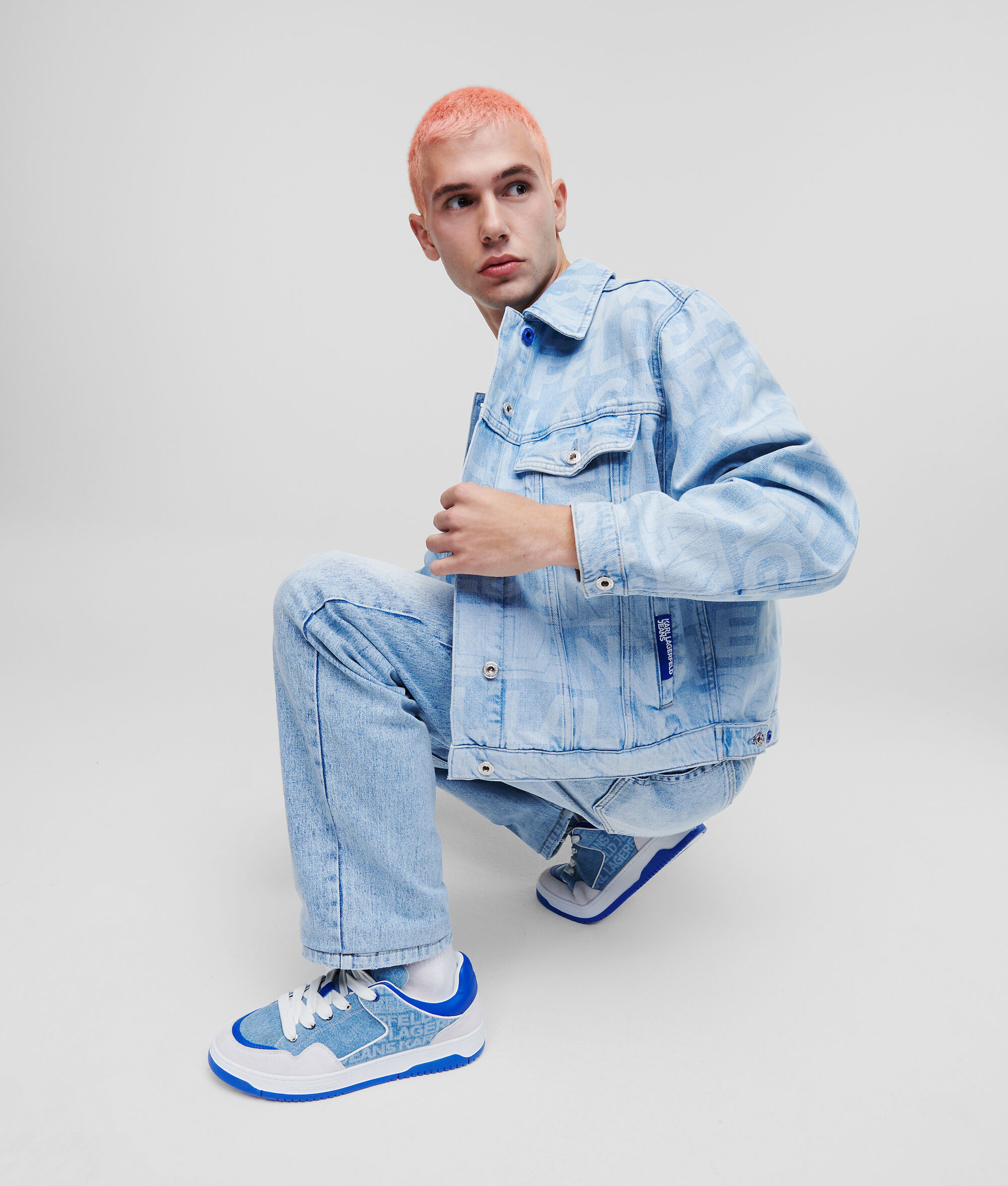 VESTE EN JEAN KLJ AVEC LOGO FAÇON ALL-OVER