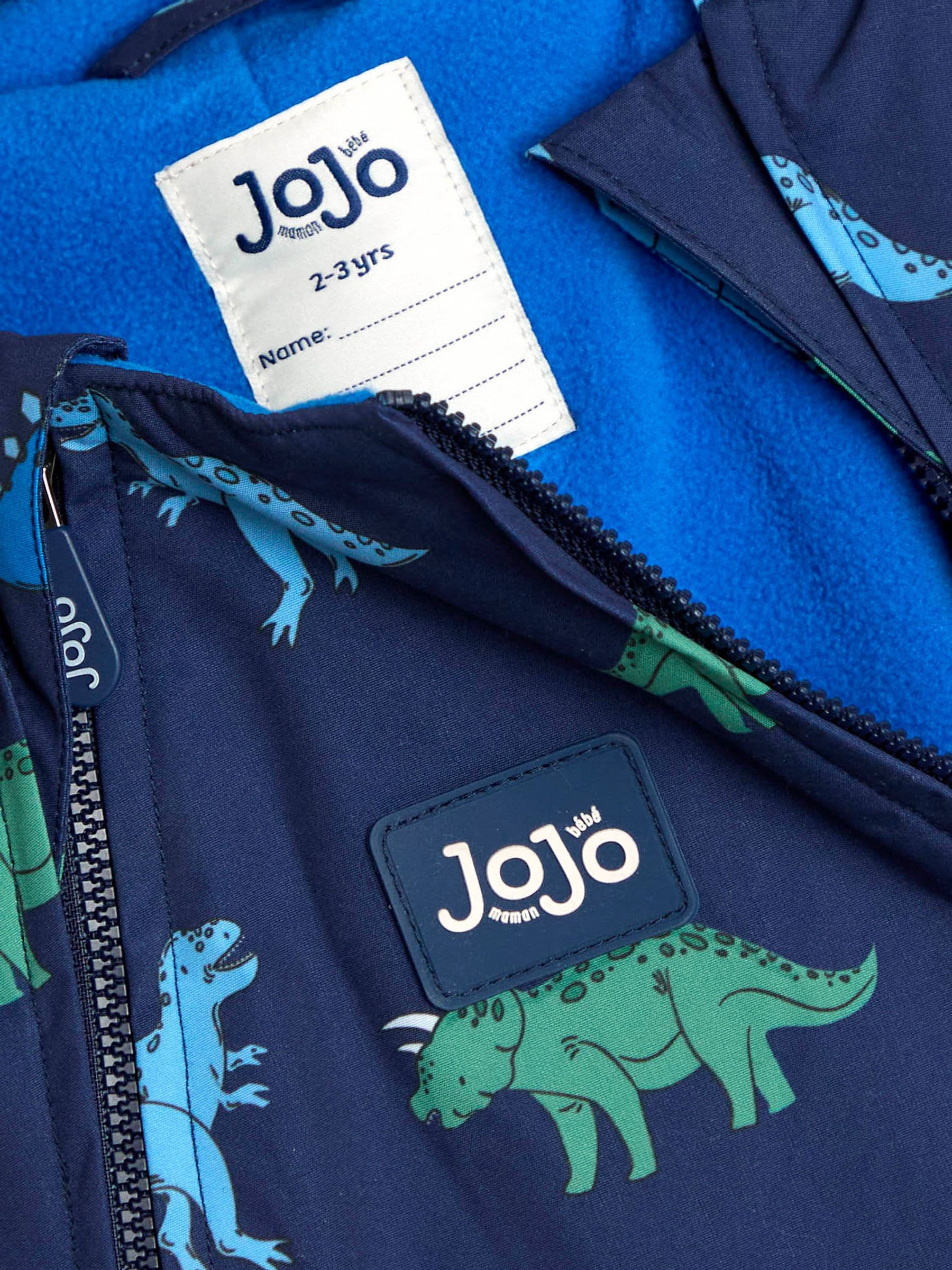 Marineblauw met dinosaurus - JoJo Maman Bébé - Waterdicht regenpak met fleecevoering