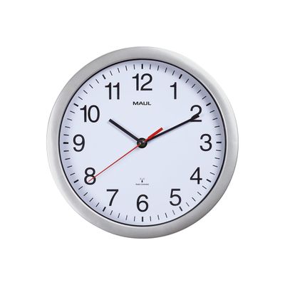 MaulRun - Horloge - mécanisme radio pilotée - 25 cm - blanc argenté