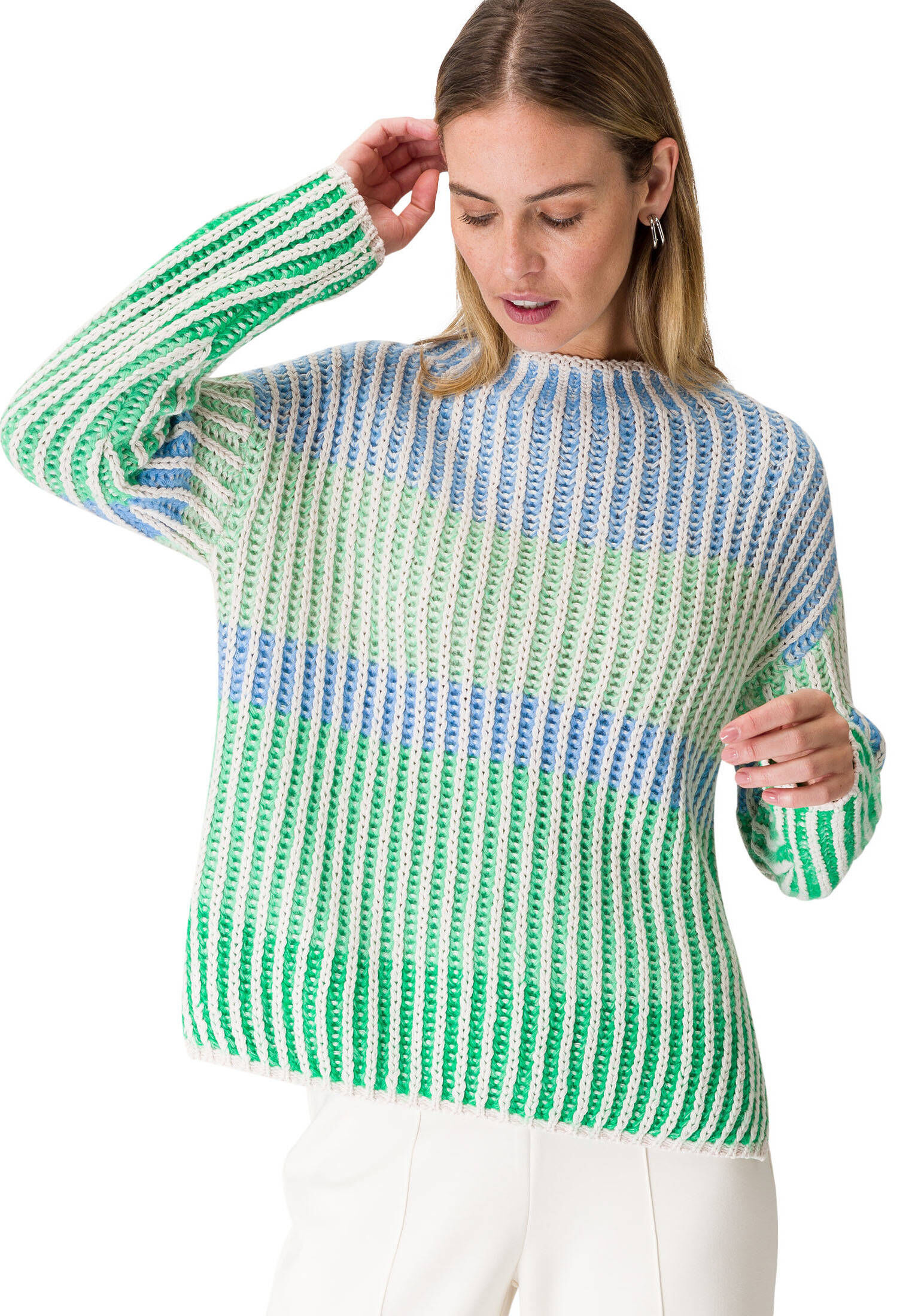 zero| Damen Grobstrickpullover mit Streifen