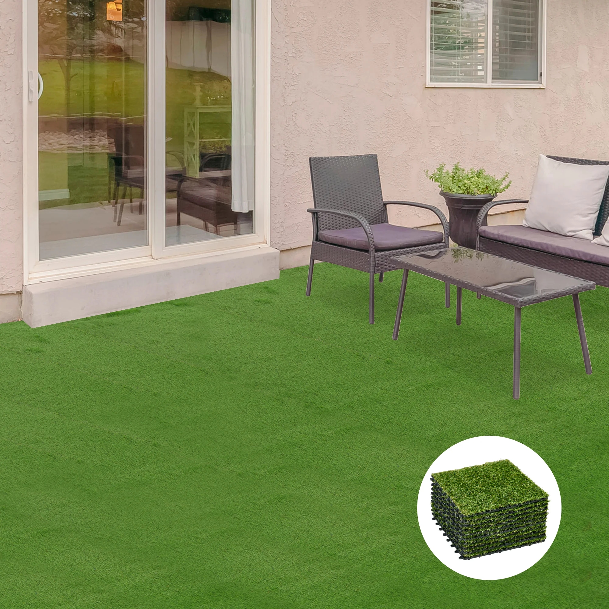 Grama artificial verde-escura Outsunny