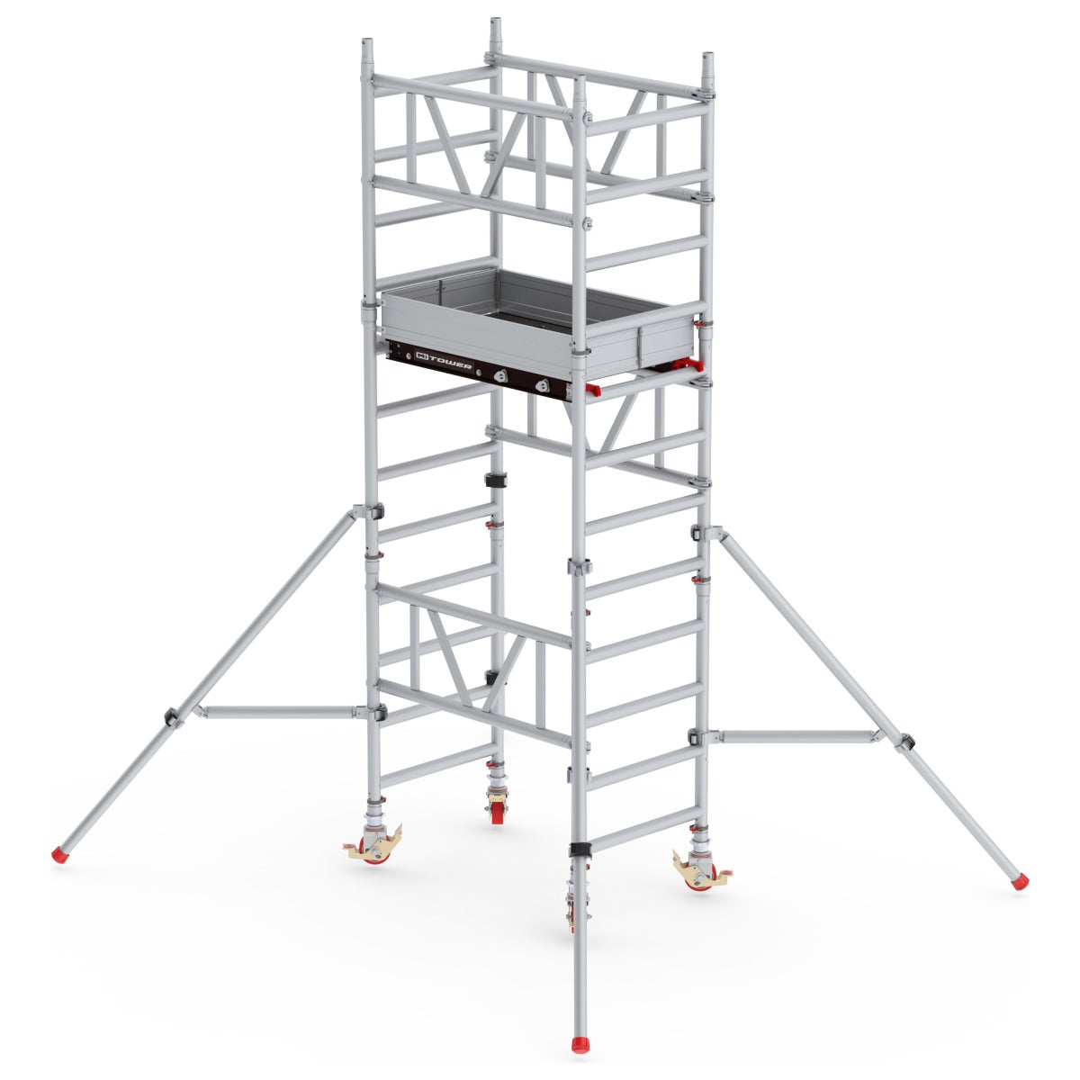 Altrex MiTower 1-persoons steiger, aluminium met vezeldek, platform 0,75 x 1,27 m, reikwijdte 4,20 m