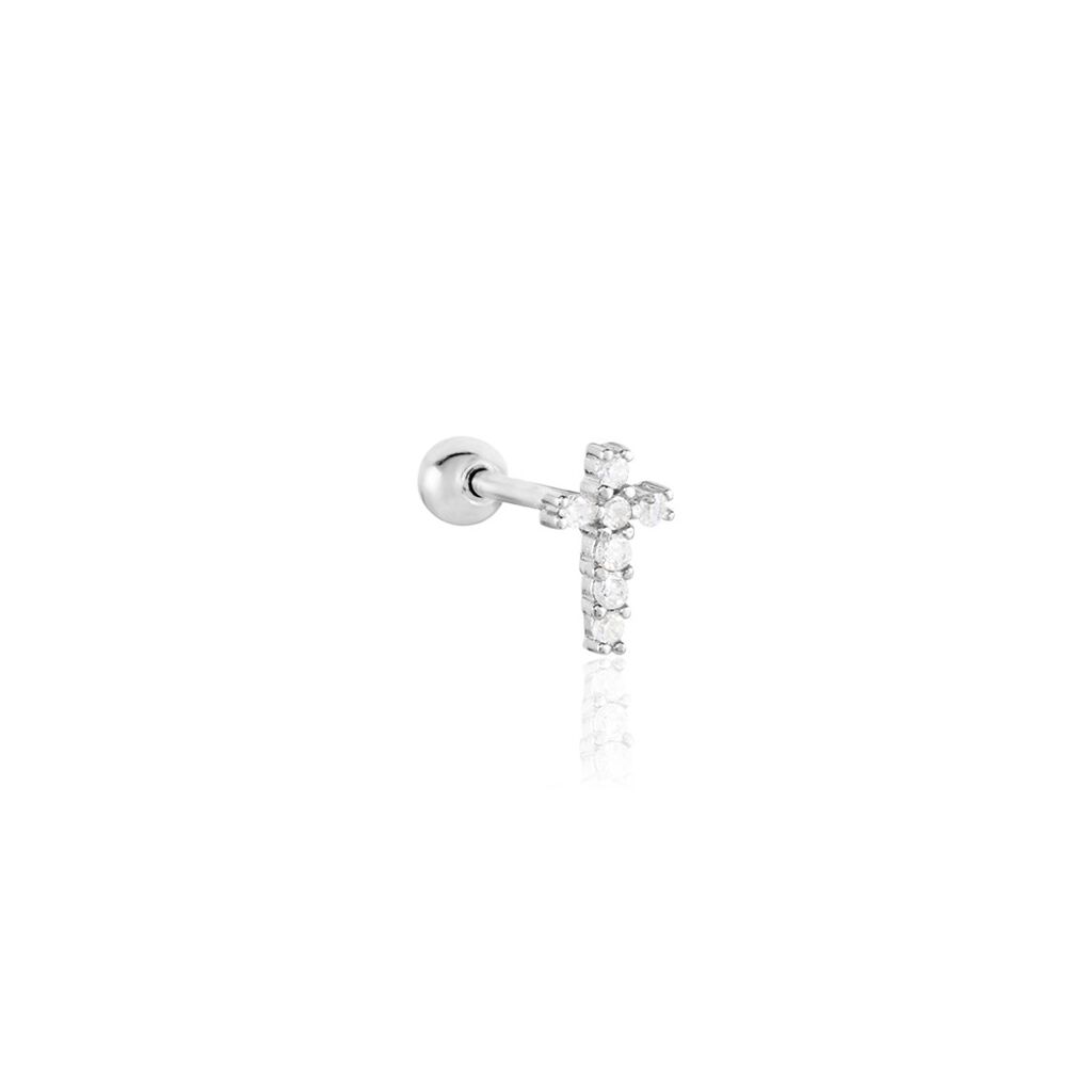 Piercing D'oreilles Unitaire Argent Blanc Cleve Oxydes De Zirconium
