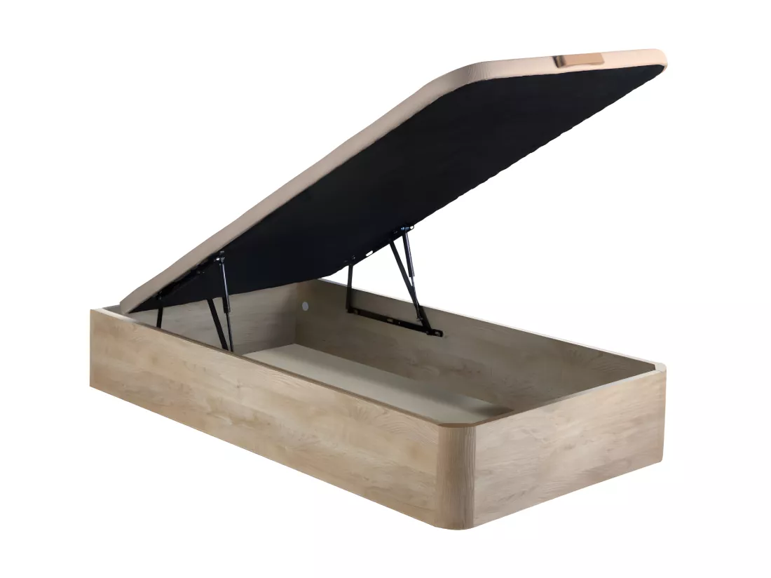 Ensemble 90 x 190 cm sommier coffre naturel clair + matelas ressorts ensachés ép.20cm - SONGE de YSMÉE