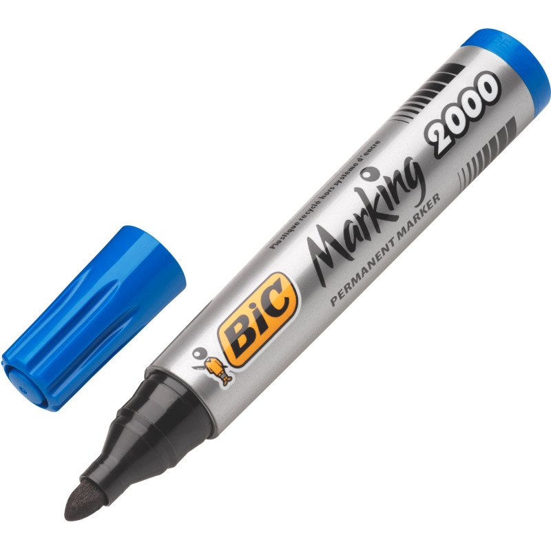 Marqueur permanent Bic 2000 pointe ogive 4,95 mm - Pochette de 4 couleurs