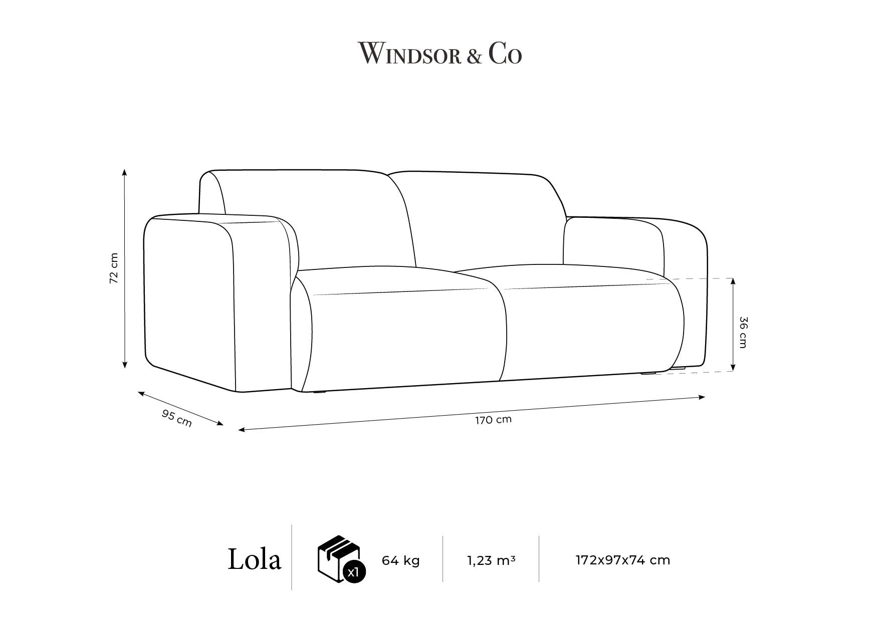 Windsor & Co Lola 2-zitsbank - Chenille - Bordeauxrood