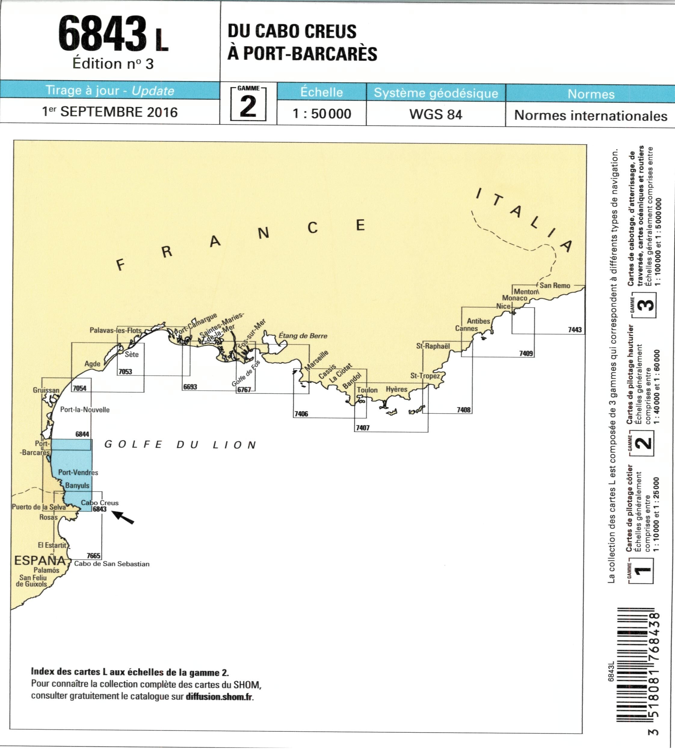 EPSHOM - 6843L DU CABO CREUS A PORT BARCARES