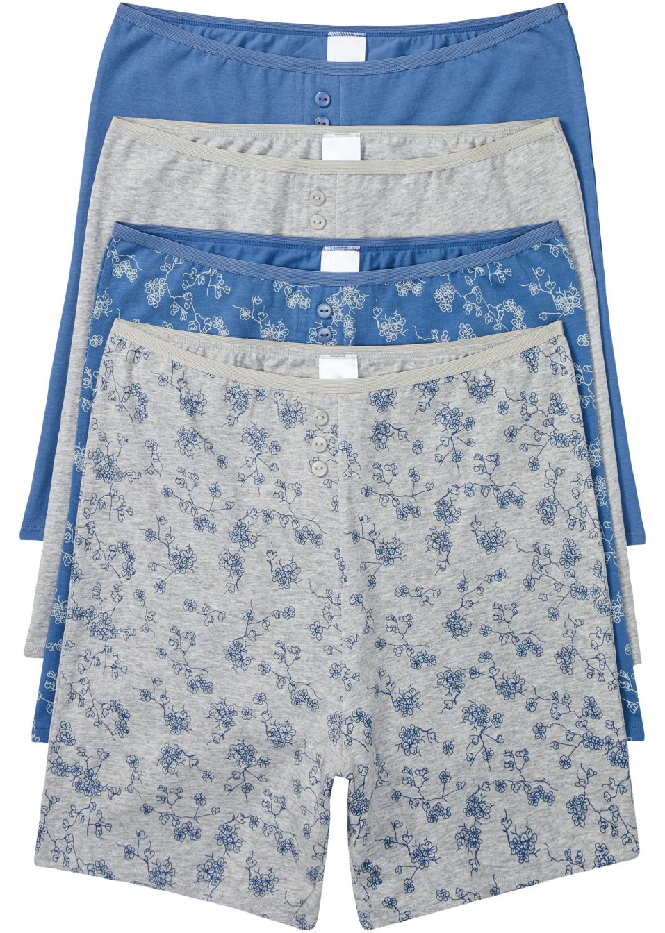 Lot de 4 boxers longs femme avec taille haute, avec coton