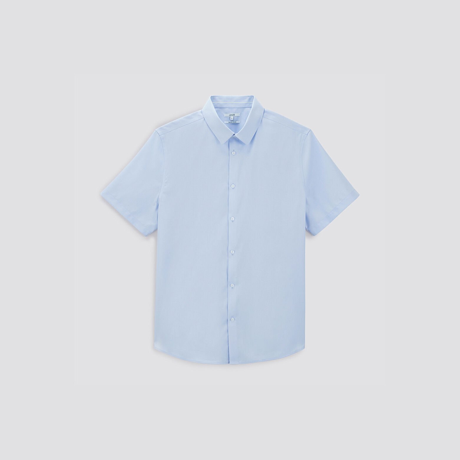 Chemisette regular sans repassage unie coton Bleu clair