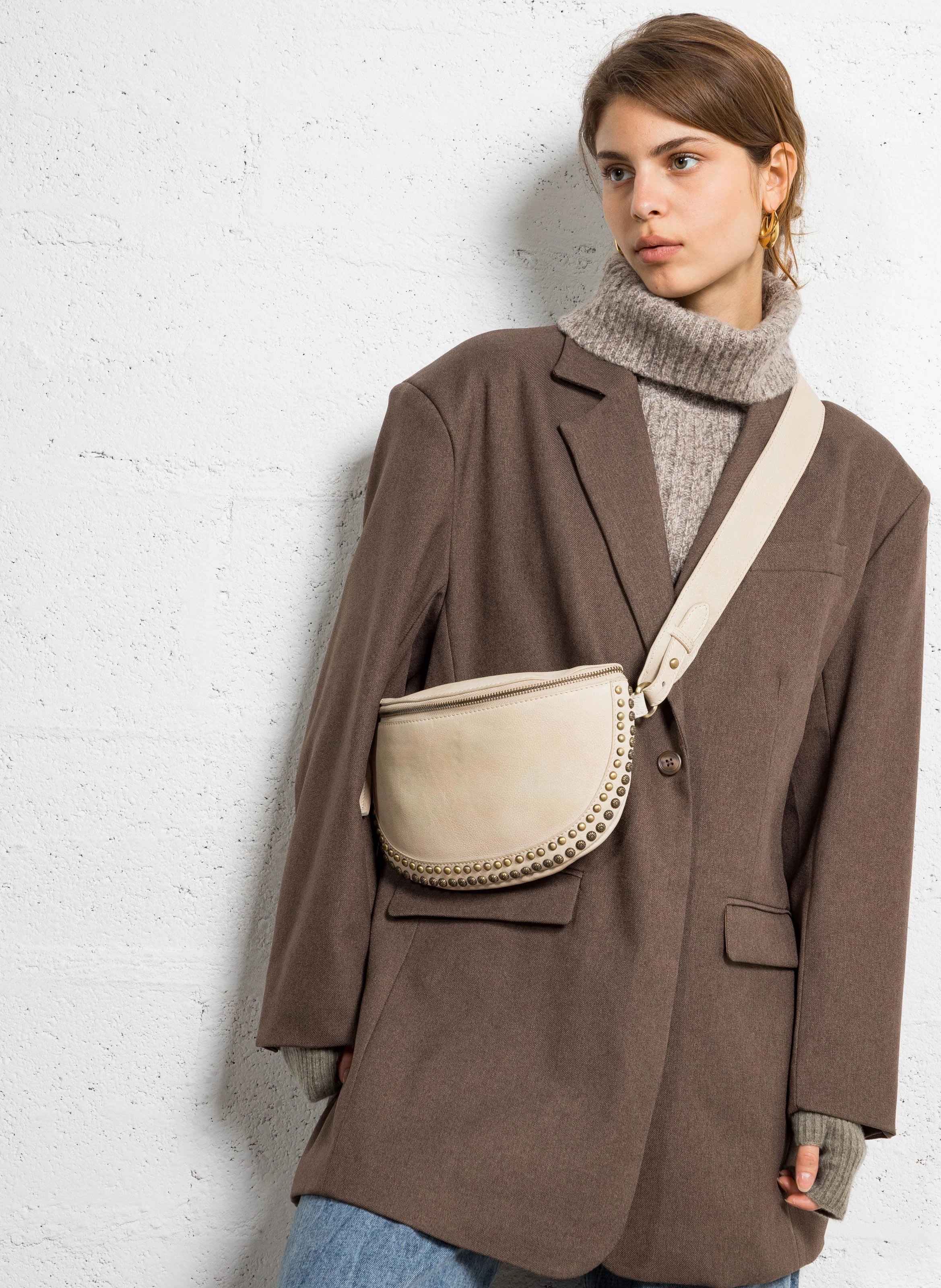 GASPARD - Sac banane en cuir | Beige