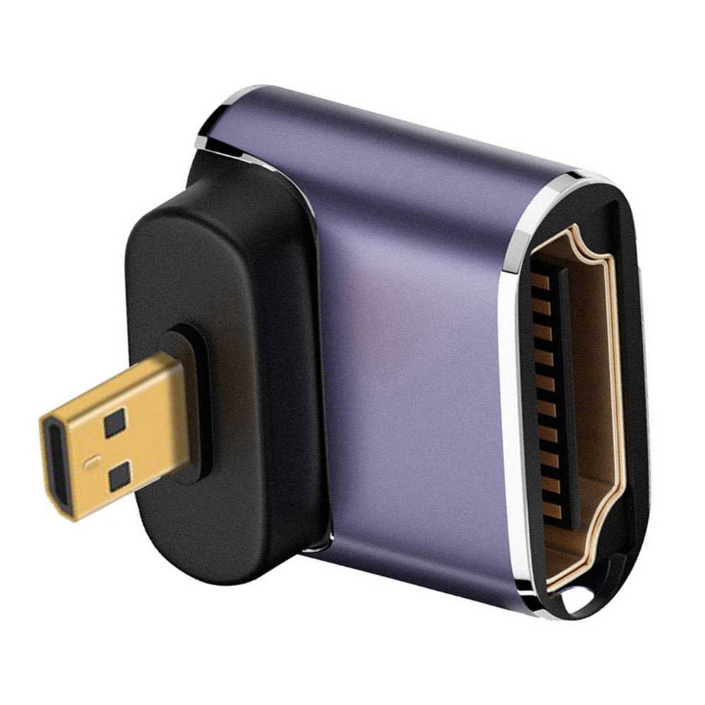 Micro HDMI auf HDMI 8K 90° Grad Winkel Adapter mit vergoldeten Kontakten - Grau