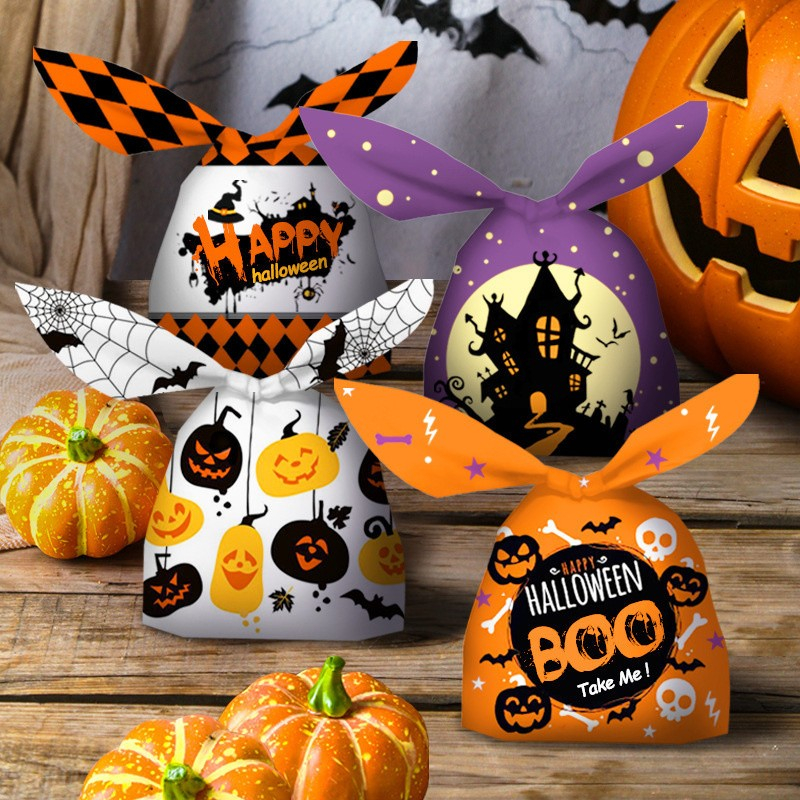(50er Set) 22x13.5cm Halloween Süssigkeiten Tüte Candy Gift Bag Grusel Tasche - Happy Halloween