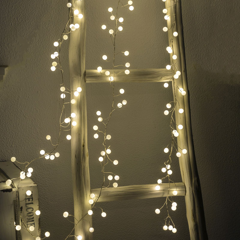 Guirlande perles 40 led blanc chaud