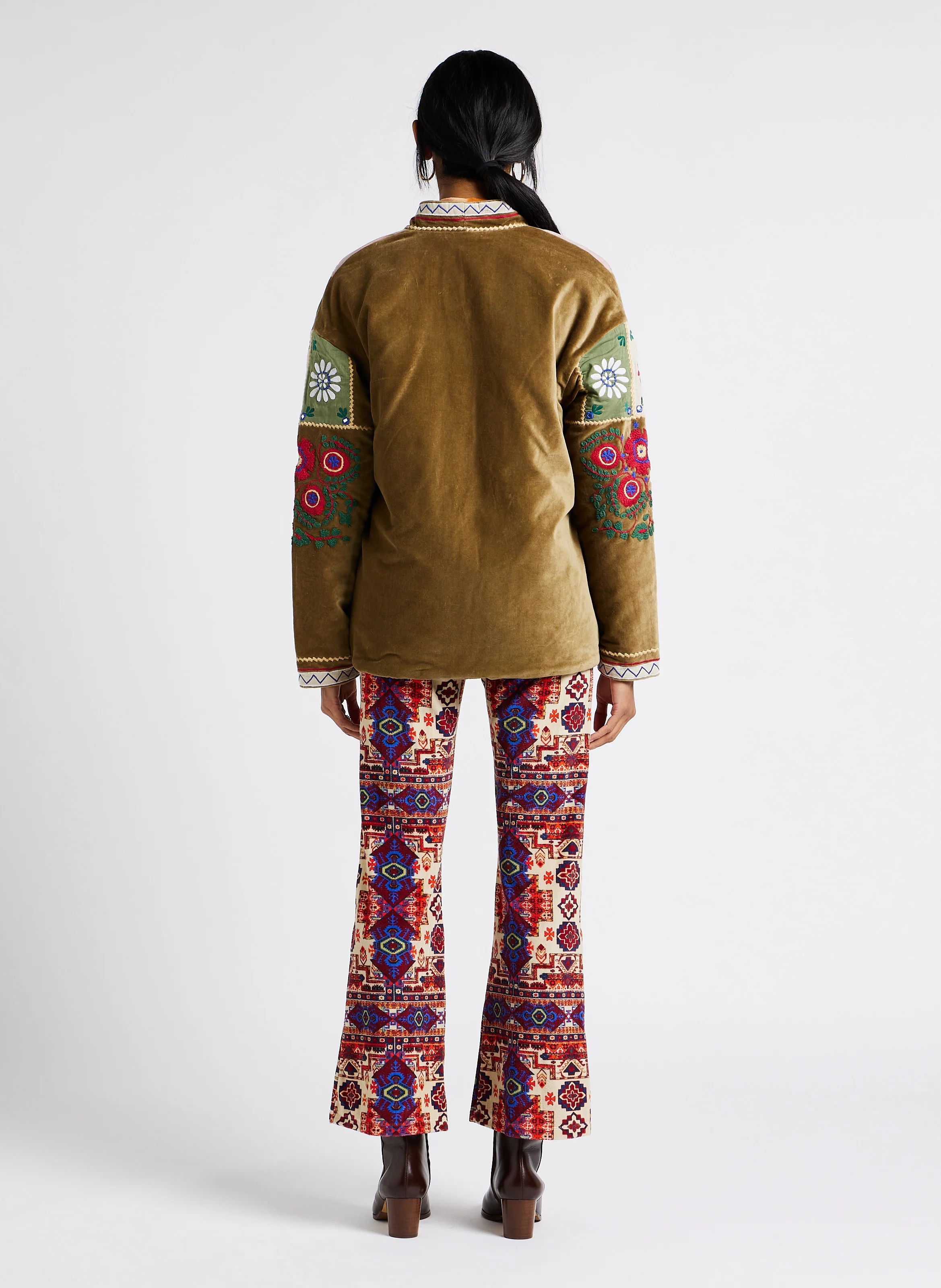 PATCHWORK - Veste droite en coton | Kaki