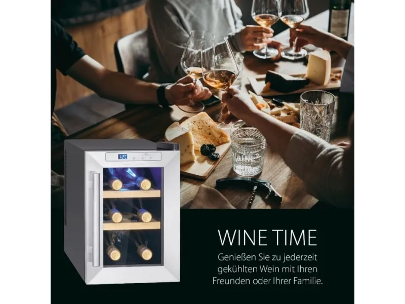 ProfiCook PC-WK 1231, Vin køleboks, Fritstående, 6 flaske(r), G, Indvendig belysning, Sort