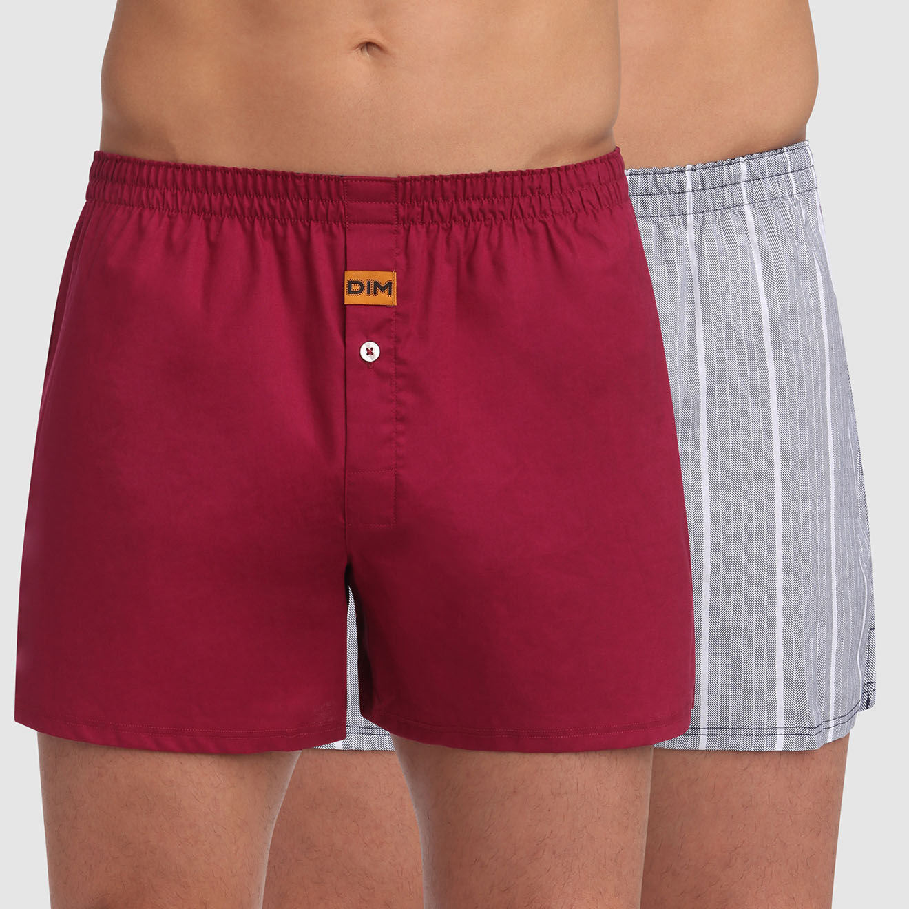 Dim 2 Caleçons Loose Boxer 2.0 rouge cerise/imprimé ligne