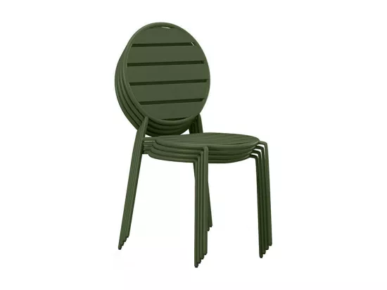 Salle à manger de jardin en métal : une table ovale L.180 cm et 4 chaises - Kaki - MONTEFARO de MYLIA