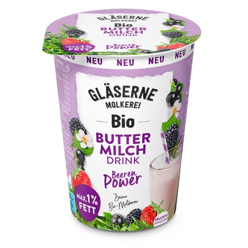 Gläserne Molkerei BIO Buttermilchdrink Beeren-Power