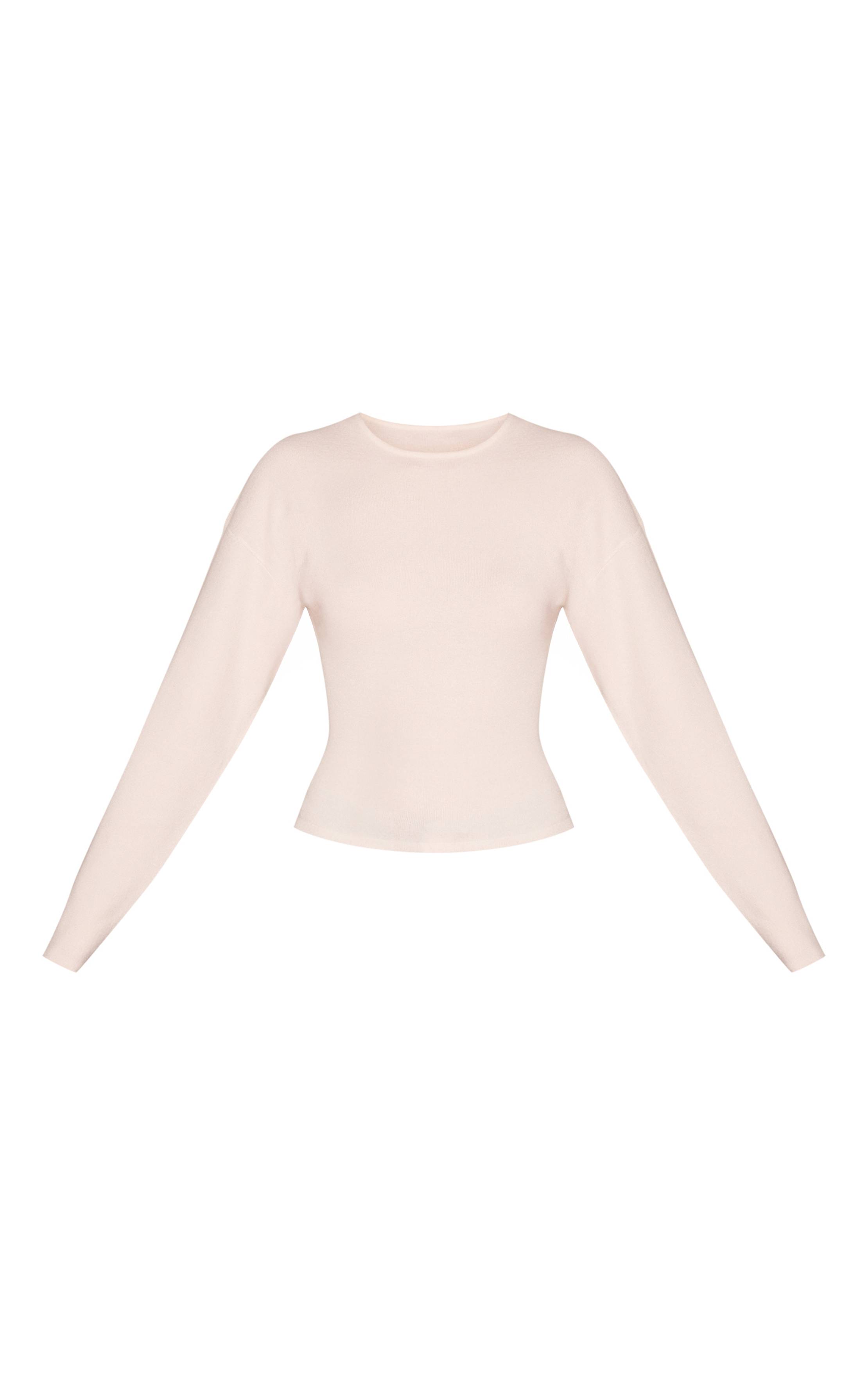 Crème T-shirt À Manches Longues Resserrées Avec Manches Cocon