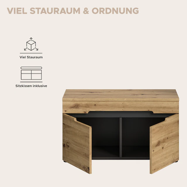 INOSIGN Sitzbank »REHAT, TOPSELLER!, Breite 80cm, 2 Türen, 2 Fächer inkl. Sitzkissen« in verschiedenen Farben erhältlich, 2 Stk. tlg. Garderobenbank, Flurbank, Dielenbank, Bank mit Stauraum, Bank