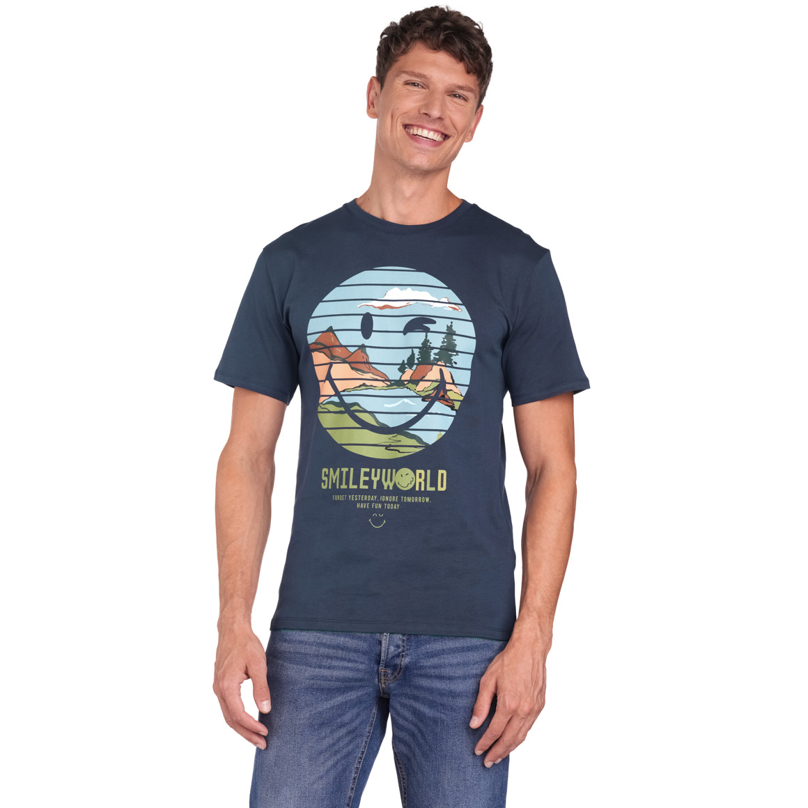 VanVaan SmileyWorld T-Shirt mit großem Print dunkelblau