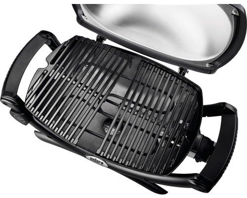 Weber Q 1400 staande elektrische grill, donkergrijs, 2,2 kW, grilloppervlak 43 x 32 cm, geëmailleerd gietijzeren grillrooster, deksel en behuizing van gegoten aluminium, inclusief onderstel, werkhoogte 85 cm