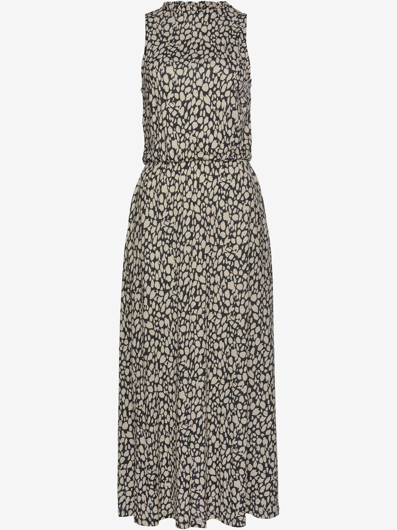 Robe en jersey encolure haute volantée