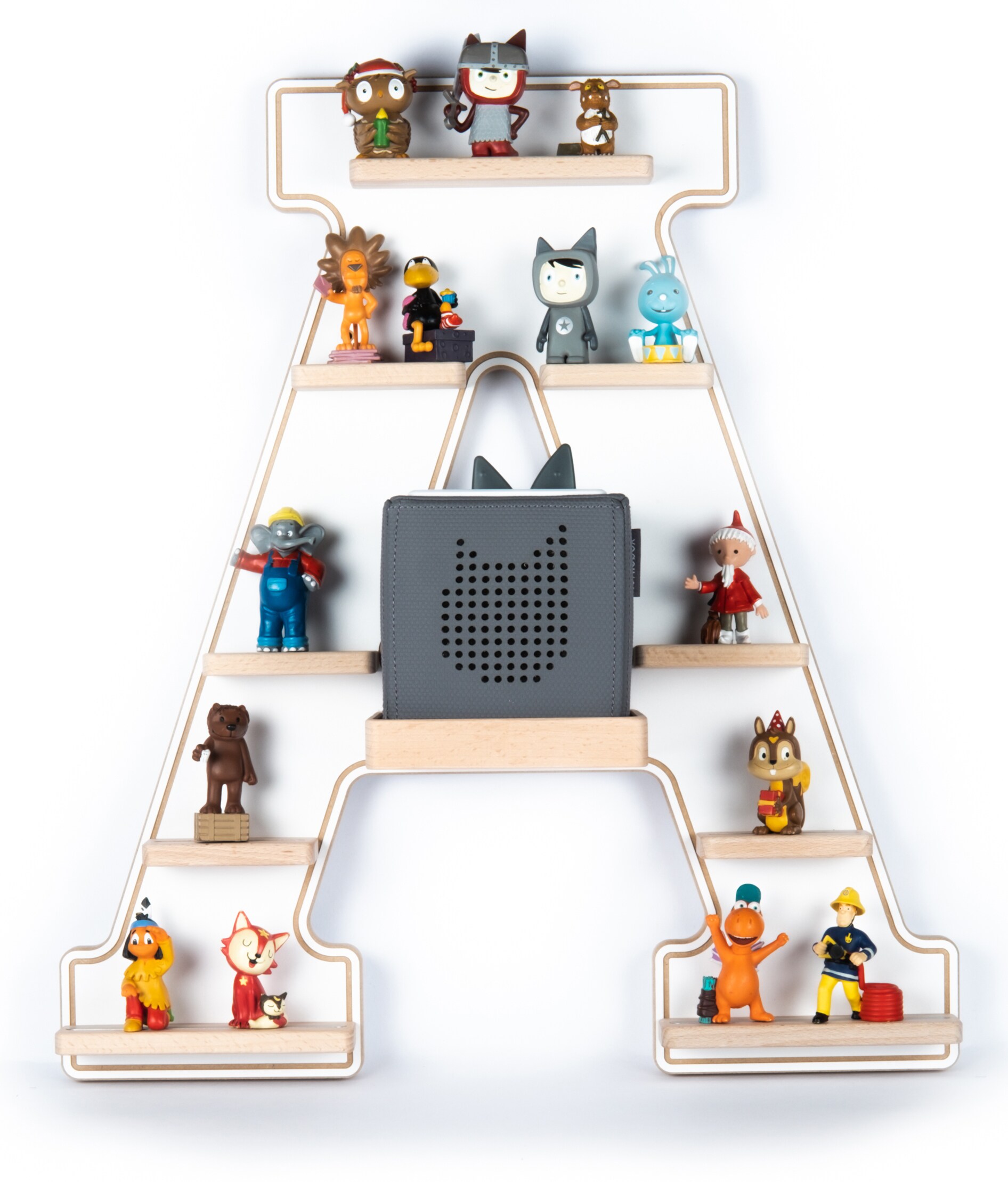 BOARTI Holz Buchstabe A Kinder Regal Toniebox Figuren Wandregal Tonies Musikbox