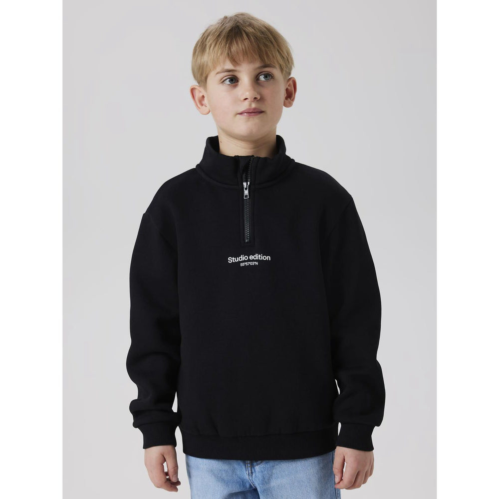 Køb Name It Black W. White Print Nkmbrody Ls Nreg Sweat Zip Bru Noos