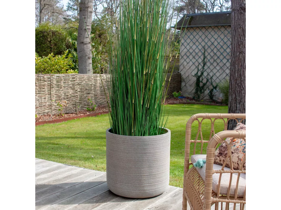 Now's Home - Set2 Pots Ronds En Fibre D'argile Taupe D45xht48 Et D38xht40cm Porto
