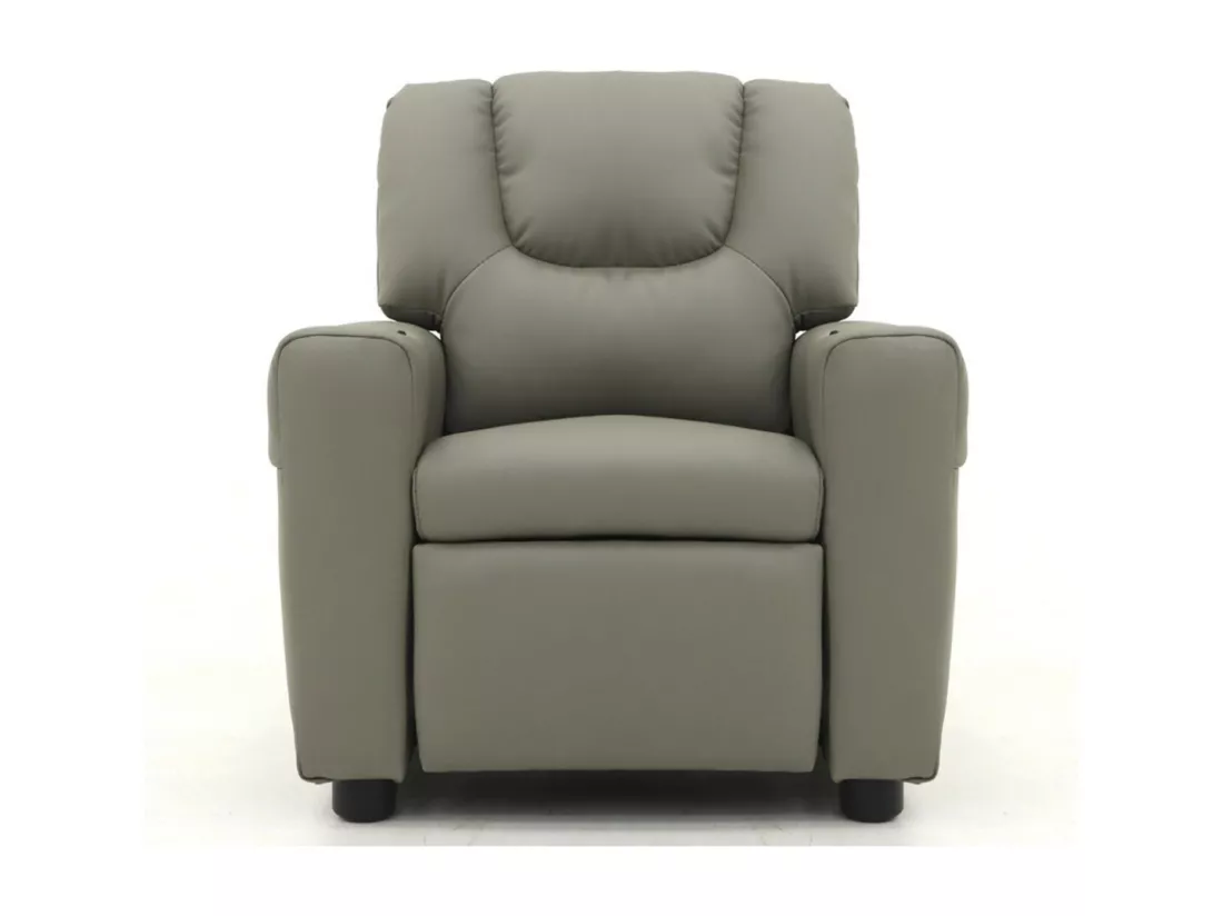 Mini fauteuil relax ITCHI relevable manuellement matière PU couleur gris.