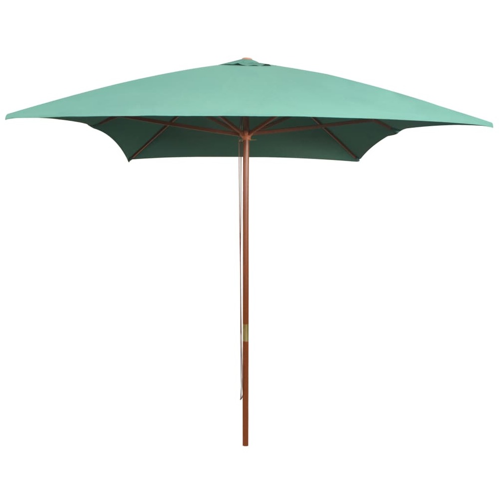 Parasol mobilier de jardin avec poteau en bois 200 x 300 cm vert