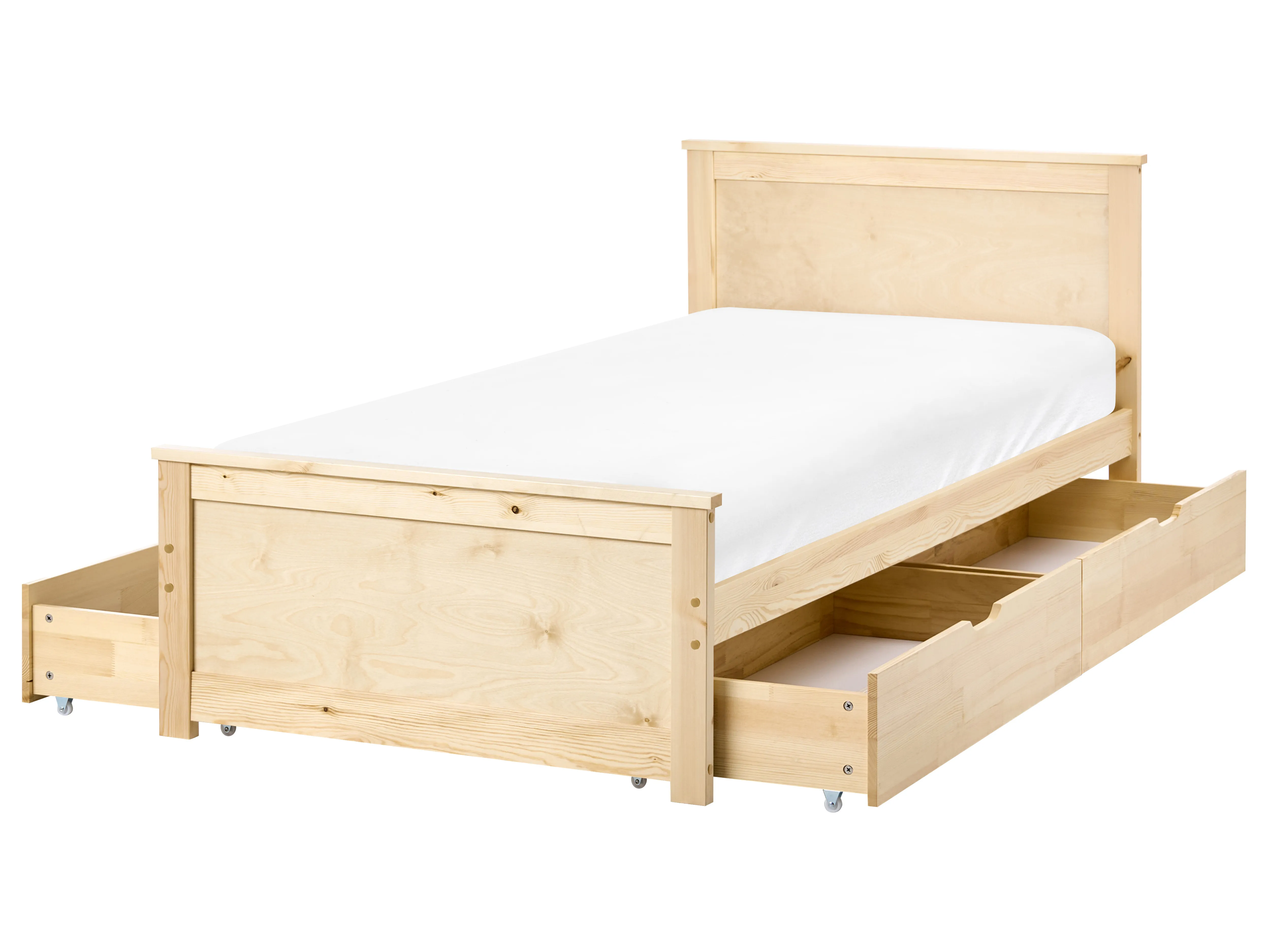 Bed met 4 lades Dennenhout DAUPHIN 90 x 200 cm Lichtbruin