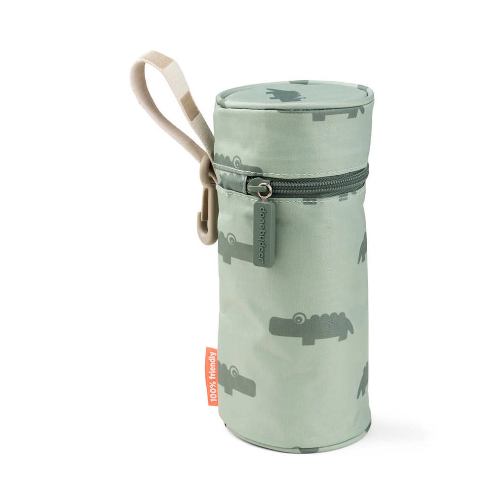 Kids insulated bottle holder Croco Green