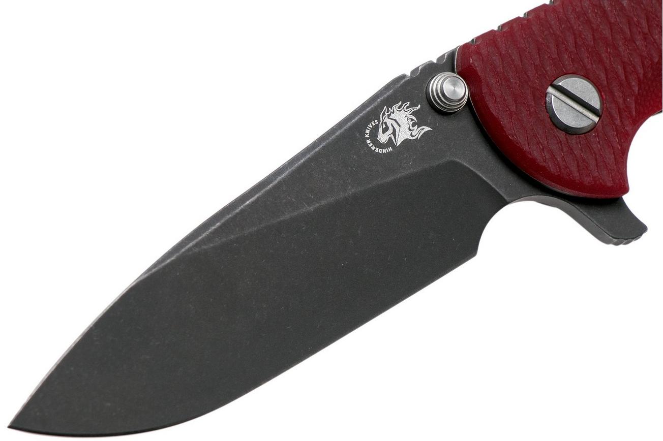 Rick Hinderer XM18 3,5” Slicer CPM 20CV Battle Black DLC, Red G10, zakmes