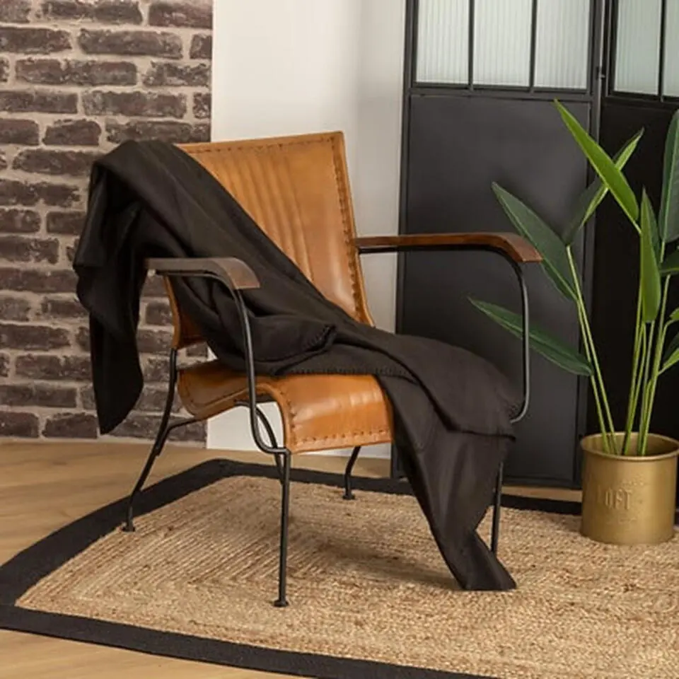 Atmosphera Plaid - zwart - polyester - 125 x 150 cm