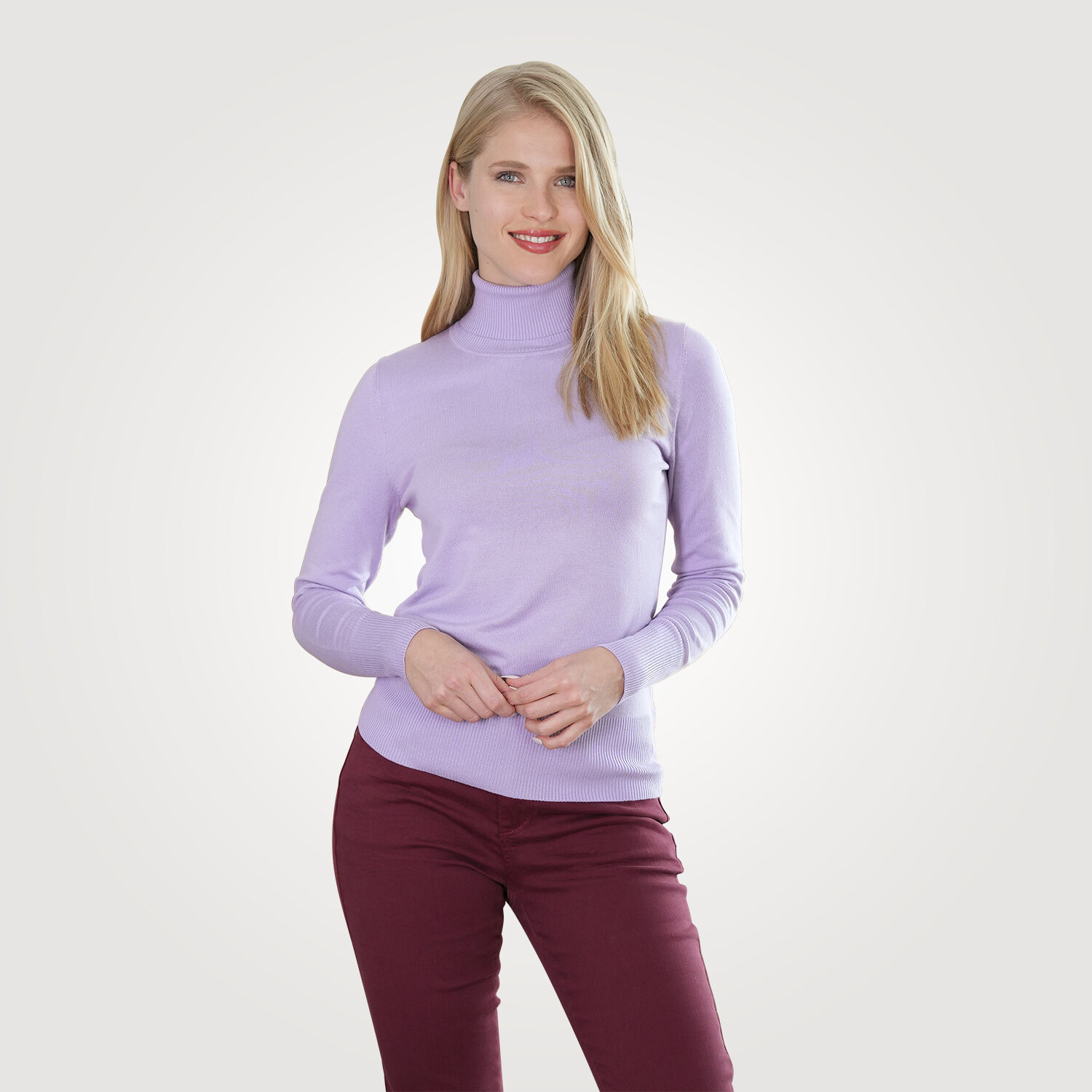 Basic Rollkragenpullover Damen uni
