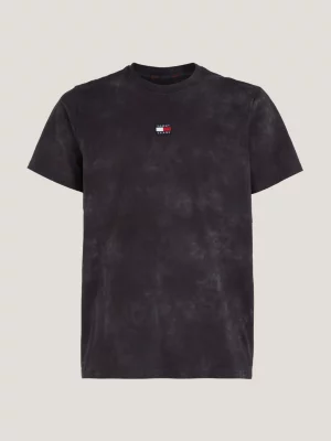 Camiseta Tie-Dye com Estampa de Emblema