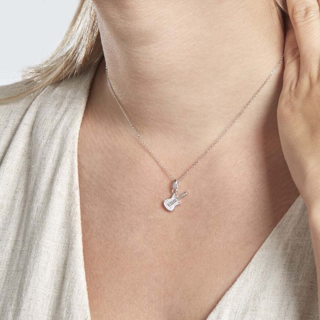 Pendentif Amelot Argent Blanc Oxyde De Zirconium
