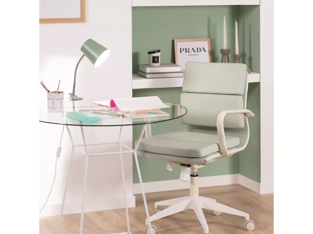 Lampe de Bureau Flex Métal Delavan avec Pince Vert Céladon