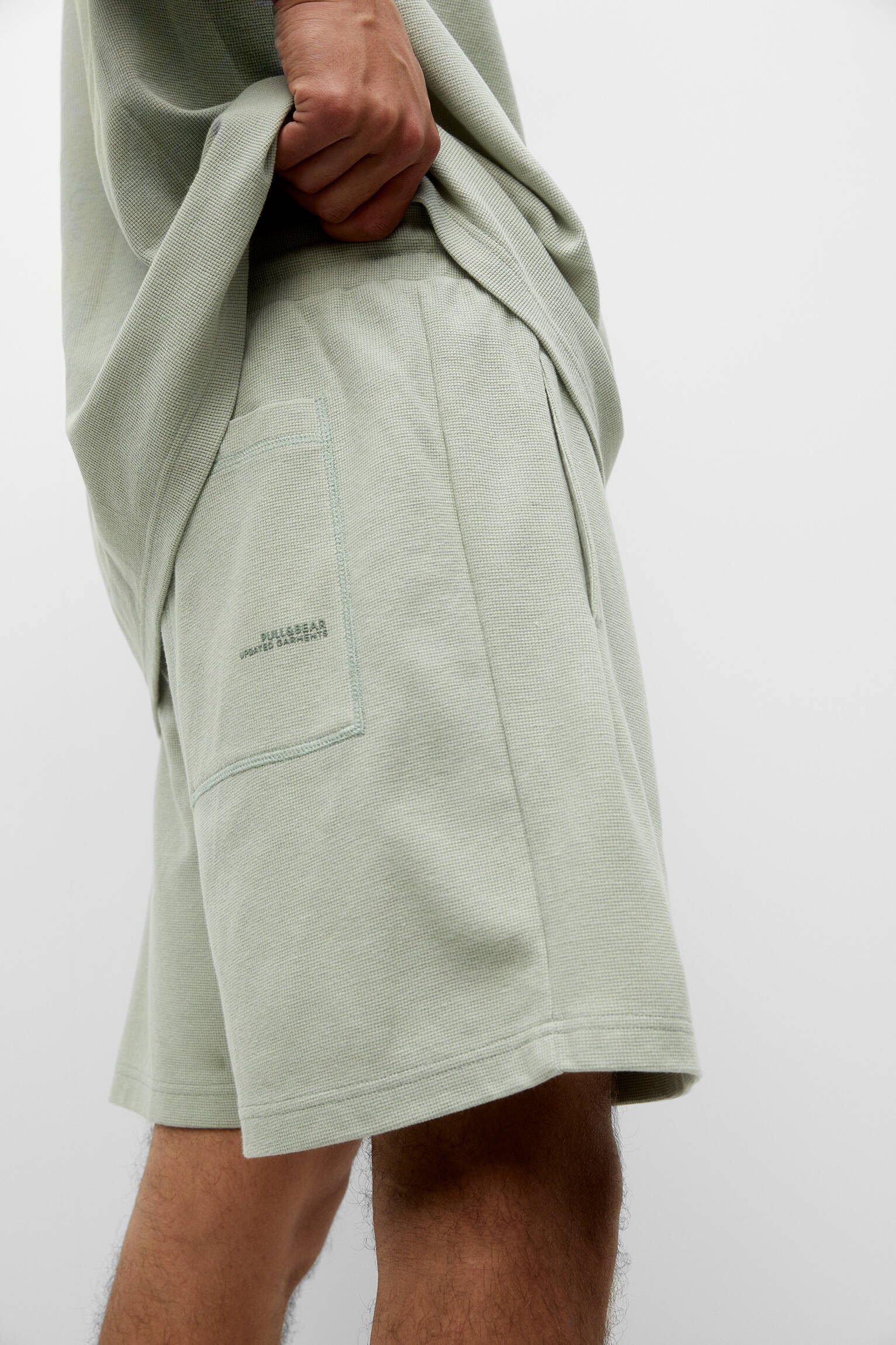 Conjunto de moletom Bermuda Jogger Texturizado - Menta