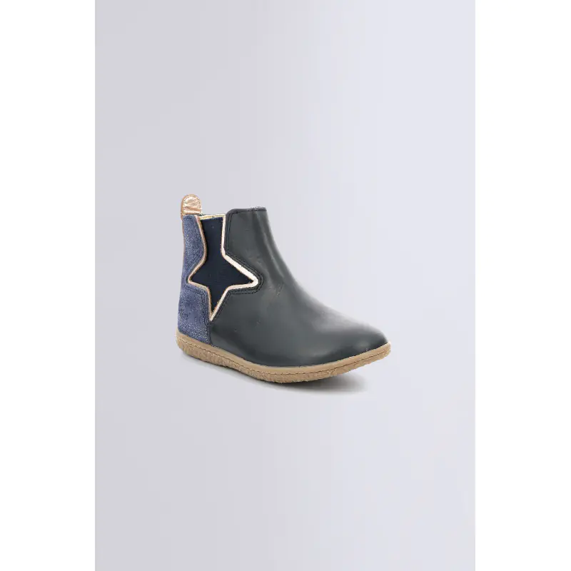 VERMILLON MARINE METALLISE BOOTS Cuir Fille