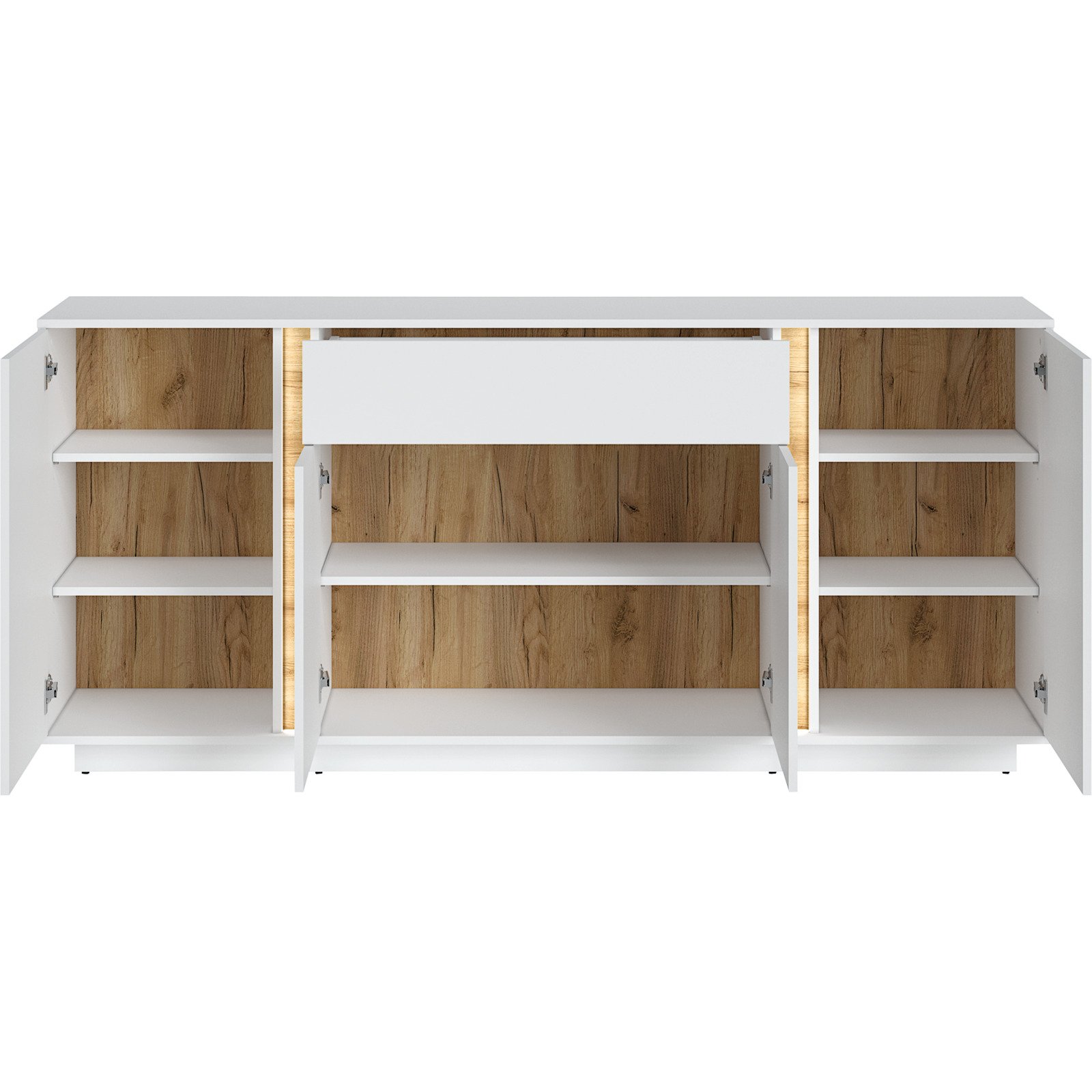 Sideboard Eos Dekor Alpinweiss 192 x 87 x 42 cm inkl. LED-Beleuchtung mit Schalter
