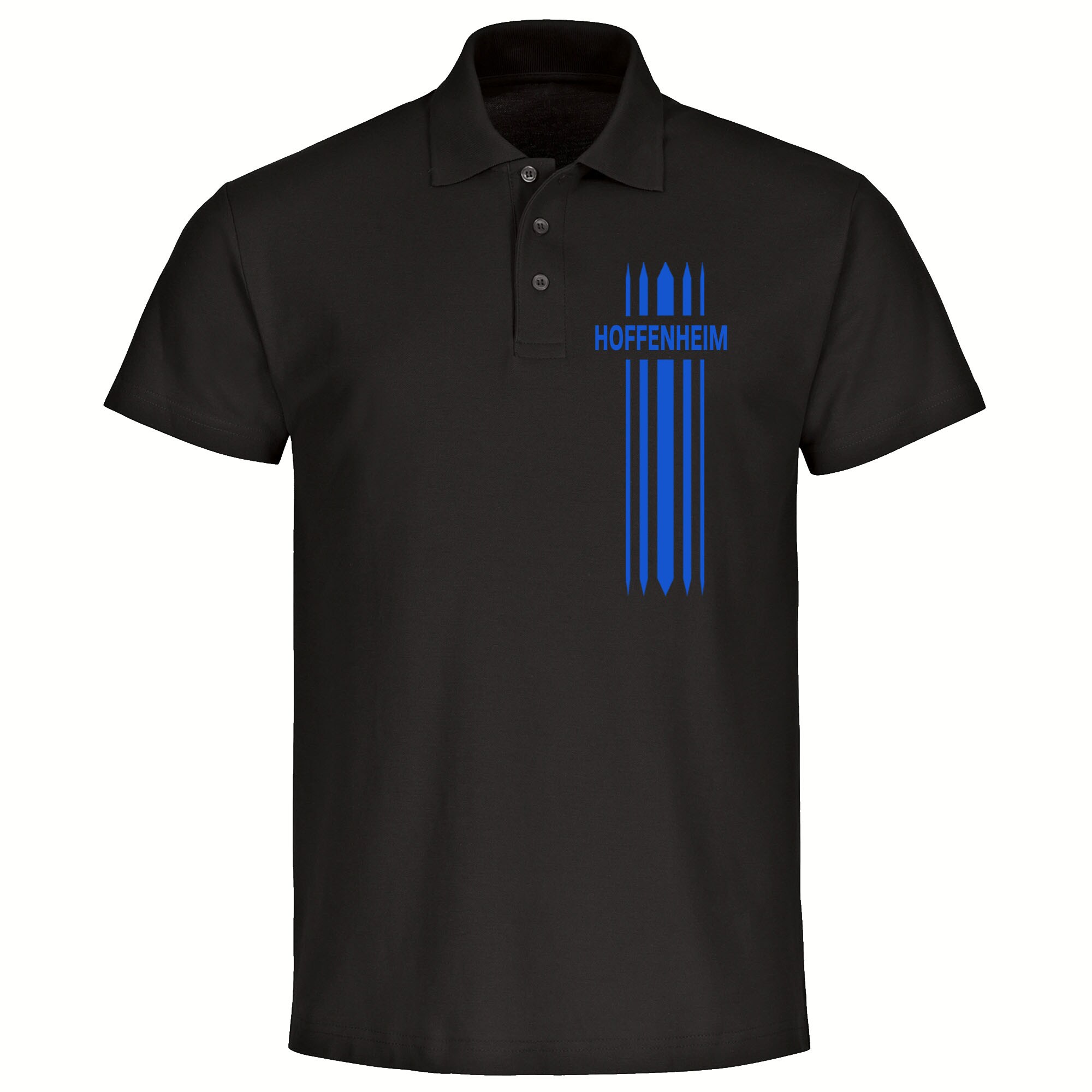 multifanshop® Poloshirt - Hoffenheim - Streifen - Druck blau