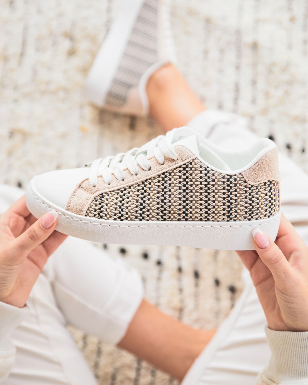 Basket femme beige à lacets - Méline